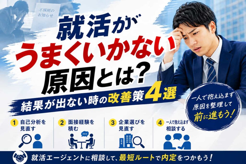 就活がうまくいかない原因とは？結果が出ない時の改善策4選