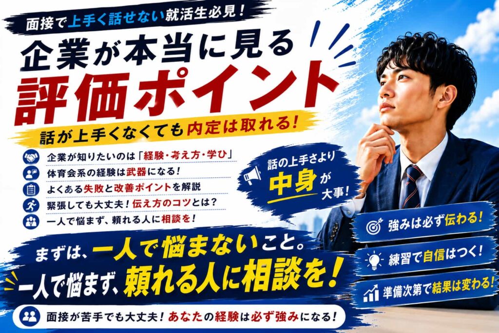 面接で上手く話せない就活生必見！企業が本当に見る評価ポイント