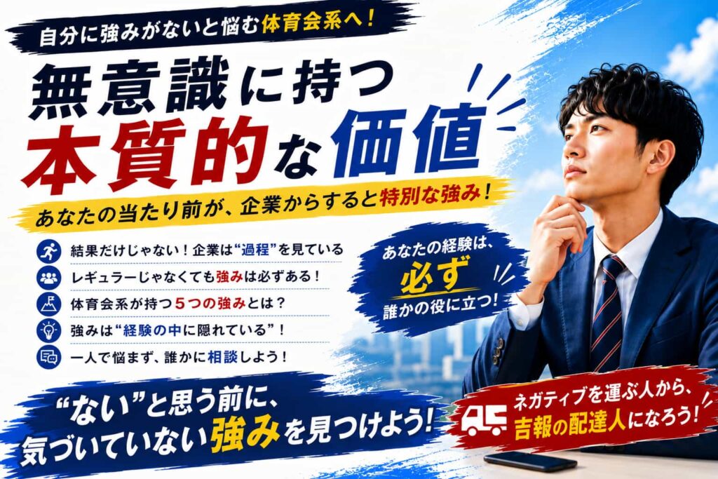 自分に強みがないと悩む体育会系へ！無意識に持つ本質的な価値