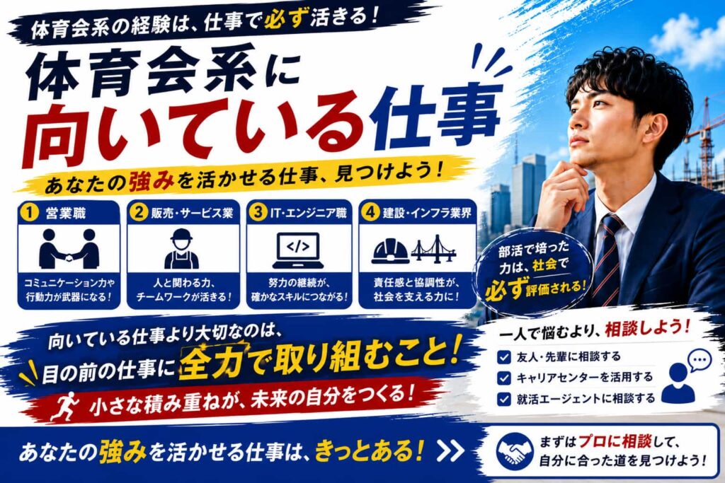 体育会系に向いてる仕事とは？スポーツ経験を活かす適職の見つけ方